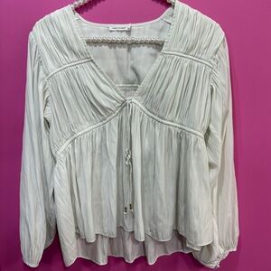 Unsubscribed White Pleated Blouse